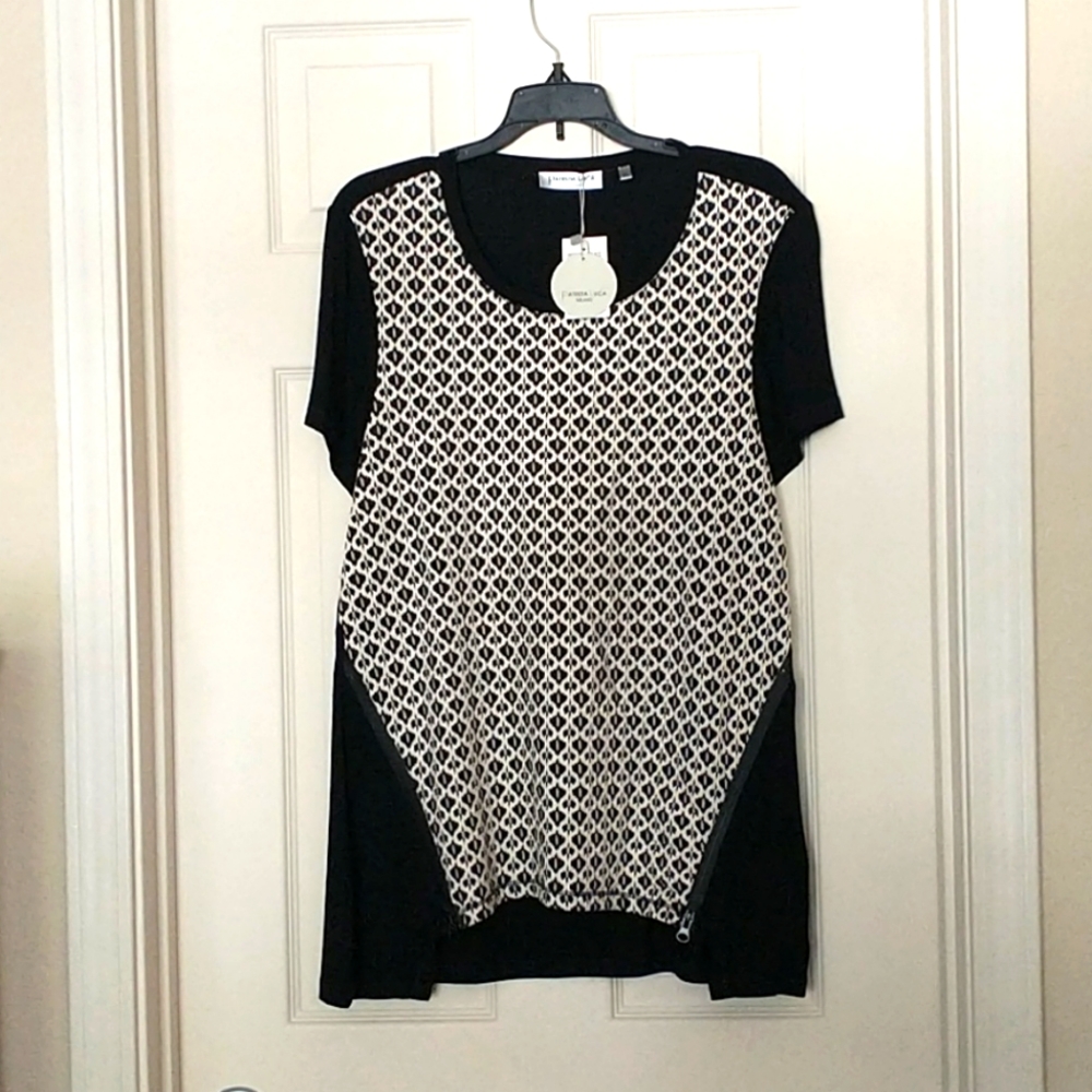 NWT Patrizia Luca Top w/ Zipper Detail